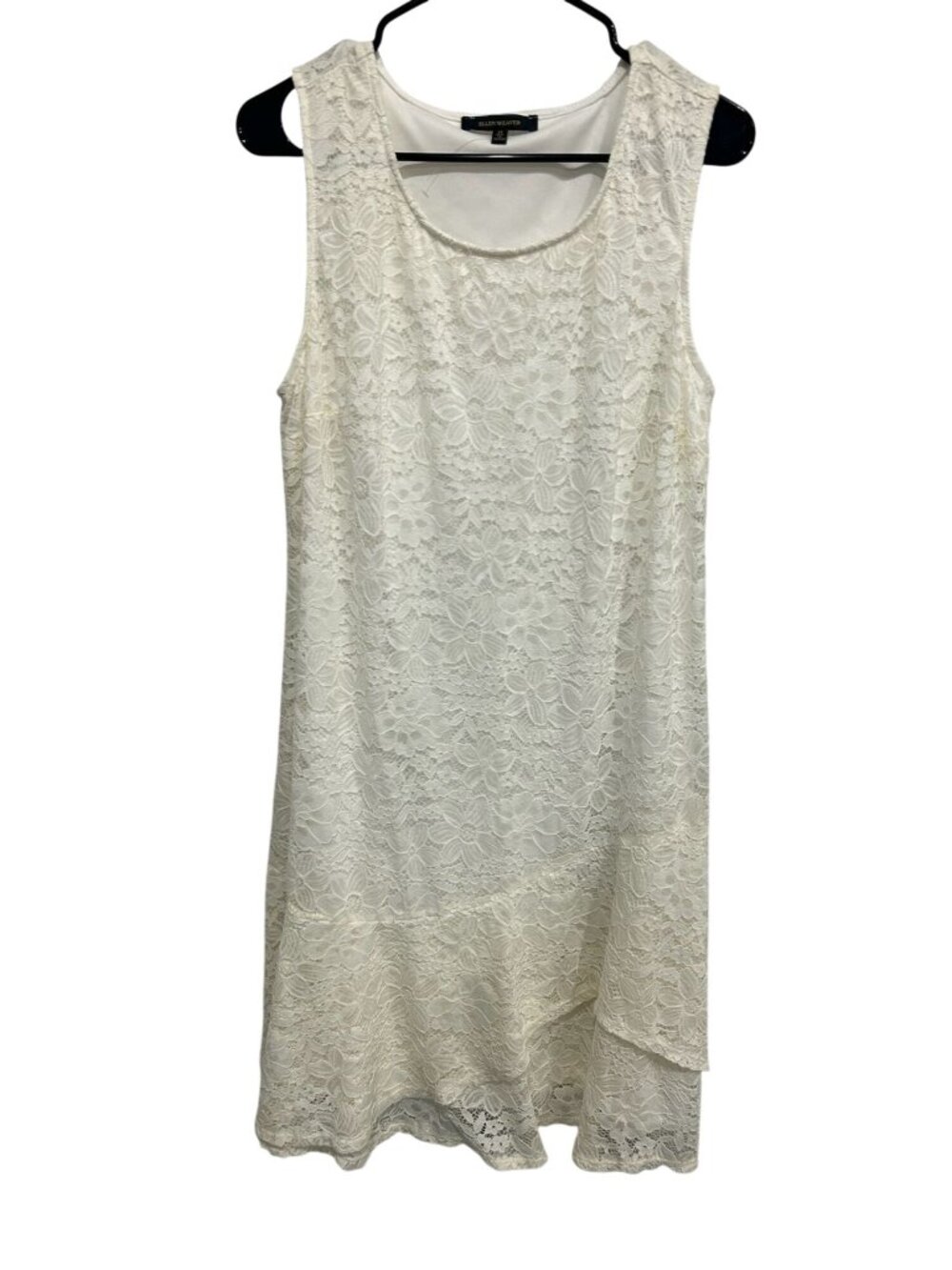 Ellen Weaver 1X Ivory Sleeveless Floral Lace Dress Cottagecore Romanticcore